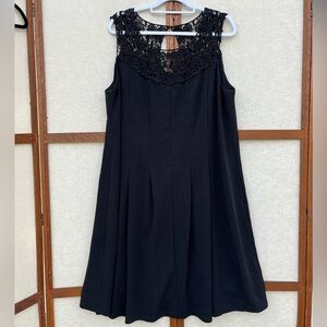 City Chic Black Lace Top Sleeveless Pleated Swing Midi Dress - XXL